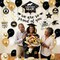 Graduation Party Balloons – Class of 2026 Black & Gold Balloon Set with “We Are So Proud of You” Banner, Grad Cap Foil Balloon, Star Balloons & Hanging Swirls Decor Kit